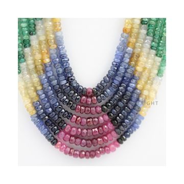 3.00 to 4.50 mm - Emerald, Ruby, Sapphire, Multi Sapphire Faceted Beads - 452.30 carats - 16 to 20 inches (MSFBwE1018)