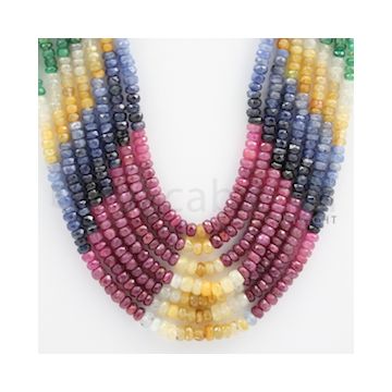 4.00 to 4.70 mm - Emerald, Ruby, Sapphire, Multi Sapphire Faceted Beads - 489.50 carats - 16 to 20 inches (MSFBwE1019)
