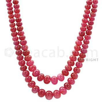 2 Lines - Red Ruby Smooth Beads - 270.5 cts - 4.6 to 7.6 mm (RSB1041)