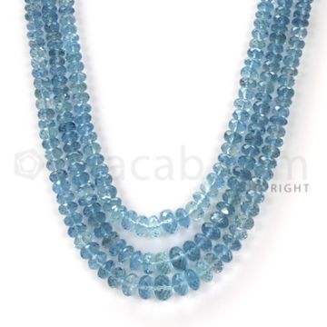 3 Lines - Blue Faceted Aquamarine Beads - 306 cts - 3.7 x 7.7 mm to 3.7 x 7.8 mm (AQFB1012)