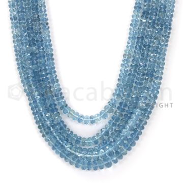 5 Lines - Blue Faceted Aquamarine Beads - 449.2 cts - 3.3. x 6.3 mm to 3.5 x 7.2 mm (AQFB1013)