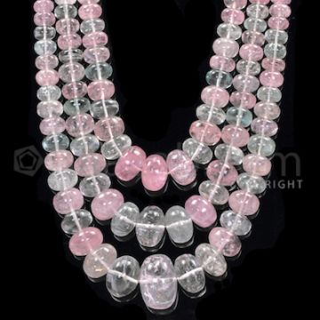 3 Lines - Medium Tones Smooth Aquamarine Beads - 1057 cts - 7 x 14.2 mm to 7 x 20.8 mm (AQSB1012)