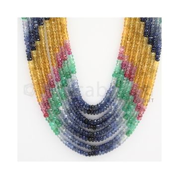 3.25 to 3.50 mm - Emerald, Ruby, Sapphire, Multi Sapphire Faceted Beads - 402 carats - 18 to 22 inches (MSFBWE1021)