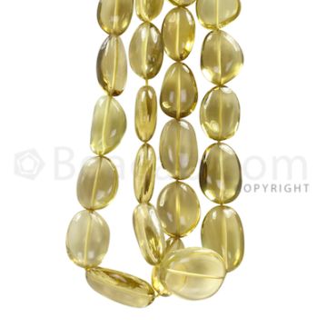 2 Lines - Yellow Citrine Tumbled Beads - 645.5 cts - 16 x 12.2 mm to 20.2 x 13.7 mm (CITTUB1005)