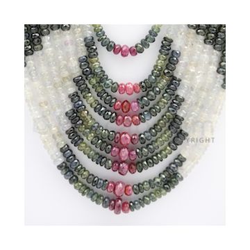 4.00 to 8.00 mm - Multi Sapphire Faceted Beads - 1111.00 carats - 19 to 25 inches (MSFBnE1022)