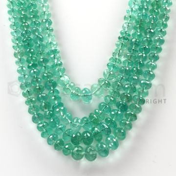 4 Lines - Medium Green Emerald Faceted Beads - 411.94 cts - 3.2 to 8.3 mm (EMFB1034)