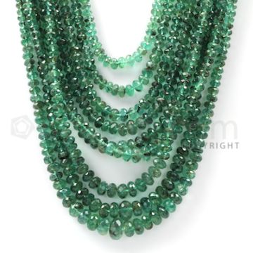 9 Lines - Dark Green Emerald Faceted Beads - 601.9 cts - 2.9 to 8.2 mm (EMFB1033)