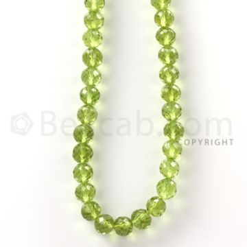1 Line - Green Peridot Faceted Beads - 116.5 cts - 5.7 mm (PFB1011)