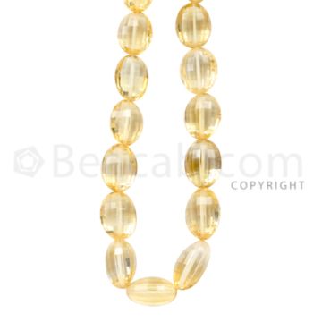 1 Line - Light Yellow Citrine Faceted Tumbled Beads - 212 cts - 11.1 x 9 to 15.5 x 10.7 mm (CITFT1001)