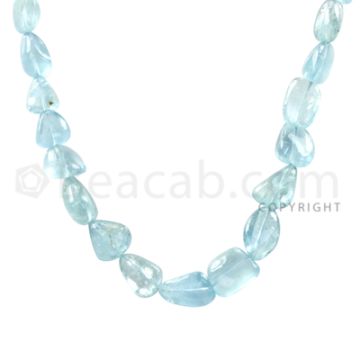 1 Line - Blue  Tumbled Aquamarine Beads - 167.7 cts - 9.3 x 7 mm to 12.1 x 11.4 mm (AQTUB1063)