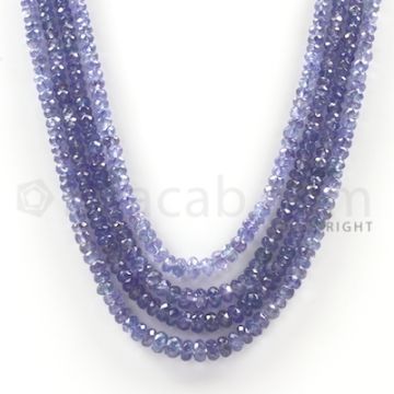 4 Lines - Violet Tanzanite Faceted Beads - 203.3 cts - 2.9 to 5.1 mm (TZFB1019)
