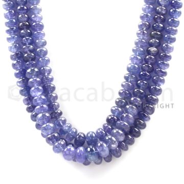 3 Lines - Violet Tanzanite Smooth Beads - 490.32 cts - 5.1 to 9.3 mm (TZSB1003)