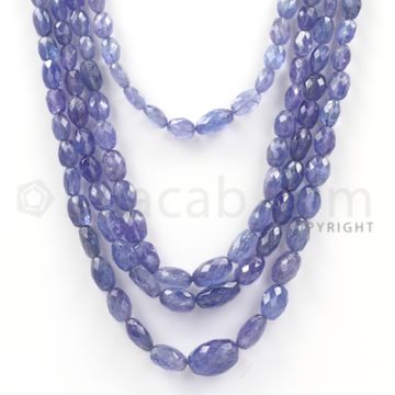 4 Lines - Violet Tanzanite Faceted Beads - 330.5 cts - 4.6 x 3.5 mm to 12.7 x 9.2 mm (TZFB1018)