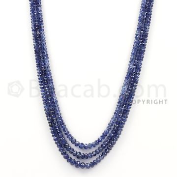 3 Lines - Dark Blue Sapphire Faceted Beads - 126 cts - 2.3 to 10 mm (SFB1079)