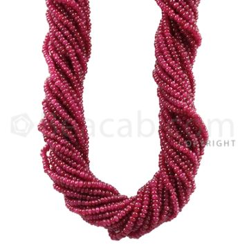 20 Lines - Medium Red Ruby Smooth Beads - 459.37 cts - 2.4 mm (RSB1040)