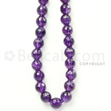 1 Line - Purple Amethyst Faceted Beads - 268.5 cts - 9.8 to 9.9 mm (AMFB1020)