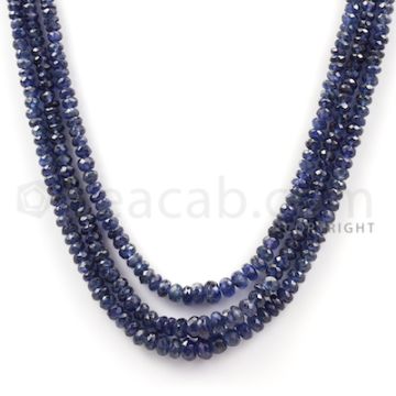 3 Lines - Blue Sapphire Faceted Beads - 132 cts - 2.7 to 5.1 mm (SFB1080)