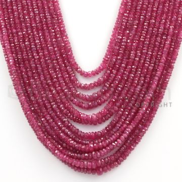 13 Lines - Medium Red Ruby Faceted Beads - 620.1 cts - 2.4 to 5.5 mm (RFB1090)