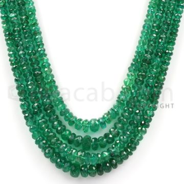 4 Lines - Medium Green Emerald Faceted Beads - 168.44 cts - 2.4 to 6 mm (EMFB1036)