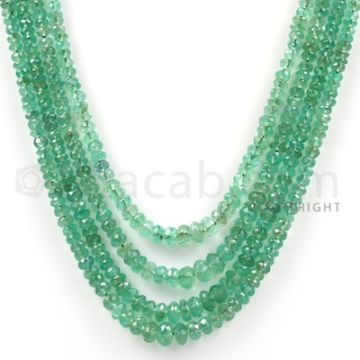 4 Lines - Medium Green Emerald Faceted Beads - 143.65 cts - 2.5 to 5.4 mm (EMFB1035)