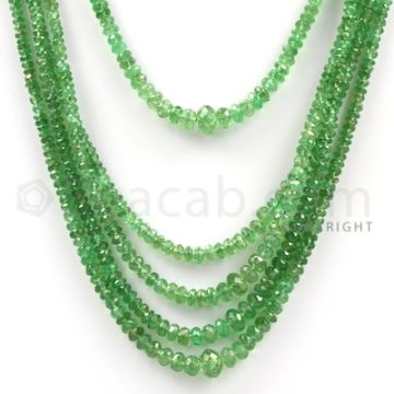 6 Lines - Green Tsavorite Faceted Beads - 291 cts - 2.1 to 6.4 mm (TSAV1001)