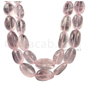 2 Lines - Light Pink Rose Quartz Tumbled Beads - 849.5 cts - 11.6 x 8.6 mm to 22.3 x 14.3 mm (ROSE1001)