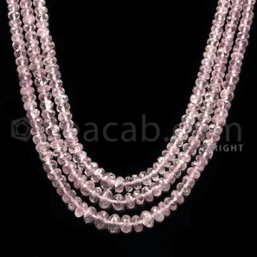 3 Lines - Light Pink Tourmaline Faceted Beads - 174.1 cts - 3 to 6 mm (TOFB1017)