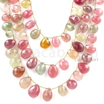 3 Lines - Medium Tones Multi-Sapphire Faceted Drops - 727 cts - 10.9 x 8.5 mm to 16.2 x 11.9 mm (MSFD1038)