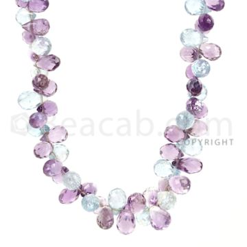 1 Line - Purple Amethyst Faceted Drop Beads - 177.5 cts - 6.1 x 4.5 mm to 9.8 x 5.7 mm (AMDR1001)