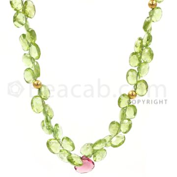 1 Line - Green Peridot Faceted Drops - 159 cts - 7.2 x 7.1 to 9.3 x 9.6 mm (PDR1040)