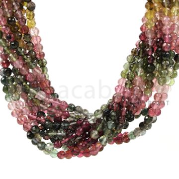 13 Lines - Medium Tones Multi-Tourmaline Faceted Beads - 863.5 cts - 4.9 to 5 mm (MTOFB1038)