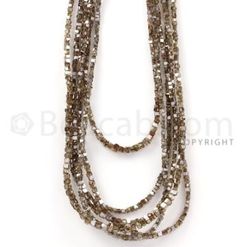6 Lines - Champagne Diamond Cube Beads - 93.29 cts - 1.5 to 3 mm (BRNDIA1024)