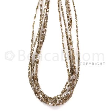 5 Lines - Champagne Diamond Cube Beads - 82.5 cts - 1.8 to 3.1 mm (BRNDIA1025)