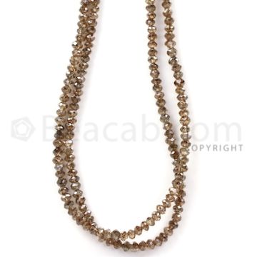 2 Lines - Champagne Diamond Faceted Beads - 75.85 cts - 3.5 mm (BRNDIA1040)