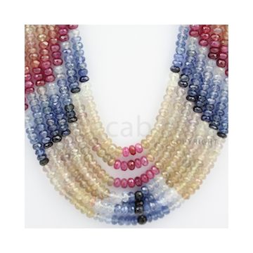 4.00 to 4.50 mm - Multi Sapphire Faceted Beads - 755.20 carats - 19 to 22 inches (MSFBnE1025)