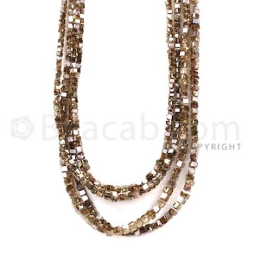4 Lines - Champagne Diamond Cube Beads - 85.5 cts - 1.72 to 3.3 mm (BRNDIA1022)