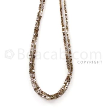 2 Lines - Champagne Diamond Cube Beads - 24.54 cts - 1.9 to 3 mm (BRNDIA1026)