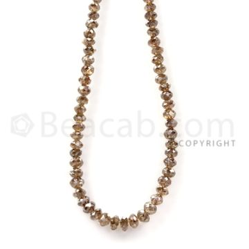 1 Line - Champagne Diamond Faceted Beads - 44.45 cts - 3 to 4.5 mm (BRNDIA1044)