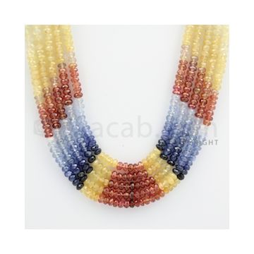 4.00 mm - Multi Sapphire Faceted Beads - 420.61 carats - 18 to 20 inches (MSFBnE1026)