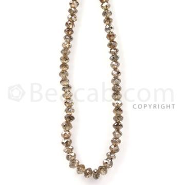 1 Line - Champagne Diamond Faceted Beads - 47.11 cts - 3.3 to 4 mm (BRNDIA1045)