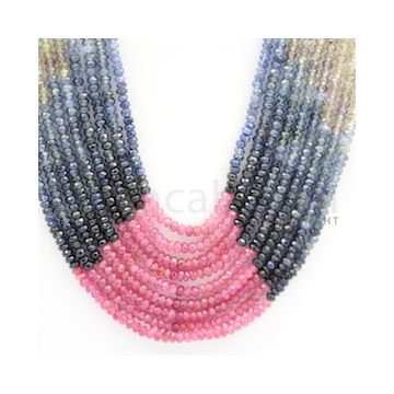 3.00 mm - Multi Sapphire Faceted Beads - 458.52 carats - 18 to 21 inches (MSFBnE1027)
