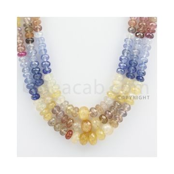 5.00 to 8.00 mm - Multi Sapphire Faceted Beads - 482.00 carats - 18 to 20 inches (MSFBnE1028)