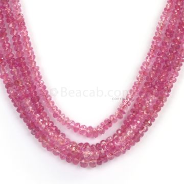 4 Lines - Light Red Ruby Faceted Beads - 207.83 - 2.4 to 4.4 mm (RFB1106)