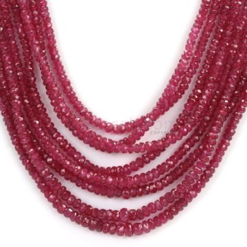 8 Lines - Medium Red Faceted Ruby Beads - 265.20 - 2 to 3.5 mm (RFB1101)