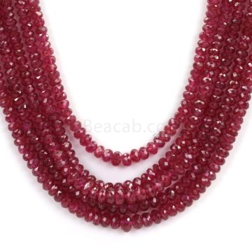 5 Lines - Faceted Dark Red Ruby Beads - 344.50 - 2.9 to 5.2 mm (RFB1103)