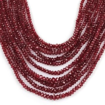 10 Lines - Dark Red Faceted Ruby Beads - 478 - 2.5 to 5.2 mm (RFB1097)
