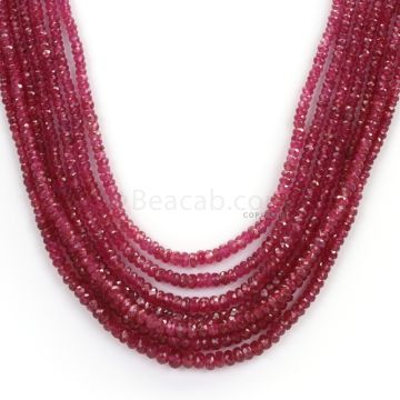 7 Lines - Faceted Medium Red Ruby Beads - 228.69 - 1.9 to 4.1 mm (RFB1105)