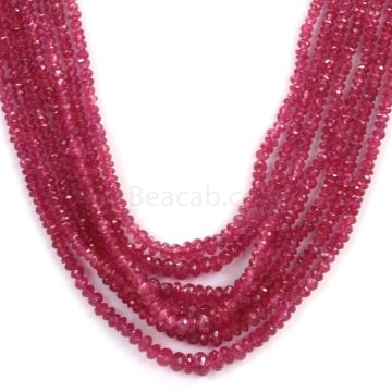 Faceted Medium Red Ruby Beads - 7 Lines - 238.50 - 2.2 to 4.9 mm (RFB1104)