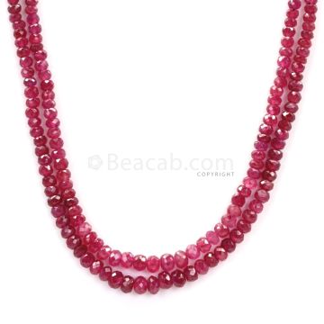 2 Lines - Medium Red Faceted Ruby Beads - 95.82 - 2.5 to 4.5 mm (RFB1099)