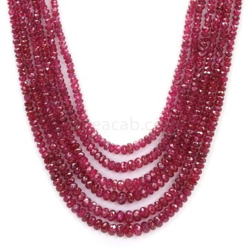 Medium Red Faceted Ruby Beads - 6 Lines - 180.94 - 2 to 4.8 mm (RFB1092)